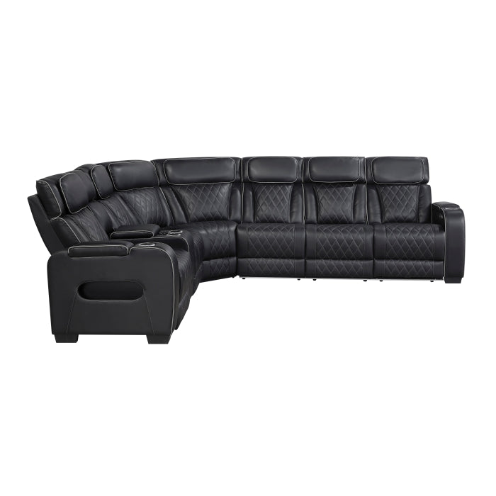Homelegance - Fairway 3-Piece Power Reclining Sectional with Left Side Console in Black - 9516BLKS*32LCN3RPWH - GreatFurnitureDeal