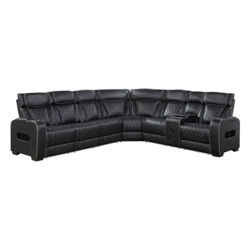 Homelegance - Fairway 3-Piece Power Reclining Sectional with Right Side Console in Black - 9516BLKS*33L2RCNPWH - GreatFurnitureDeal