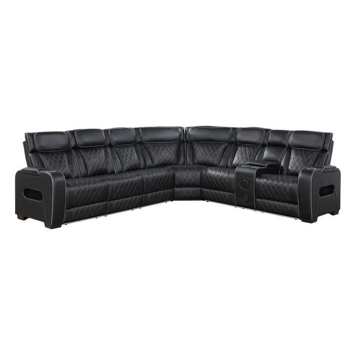 Homelegance - Fairway 3-Piece Power Reclining Sectional with Right Side Console in Black - 9516BLKS*33L2RCNPWH - GreatFurnitureDeal