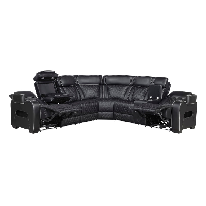 Homelegance - Fairway 3-Piece Power Reclining Sectional with Right Side Console in Black - 9516BLKS*33L2RCNPWH - GreatFurnitureDeal