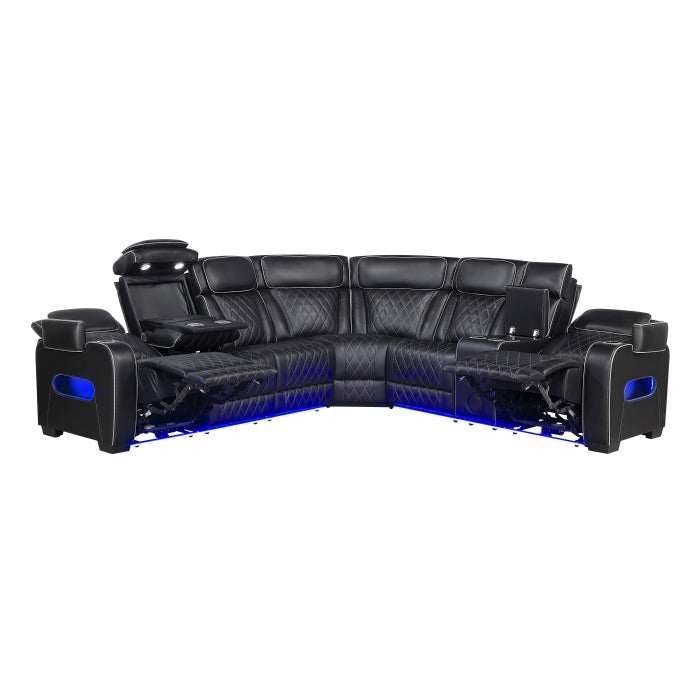 Homelegance - Fairway 3-Piece Power Reclining Sectional with Right Side Console in Black - 9516BLKS*33L2RCNPWH - GreatFurnitureDeal