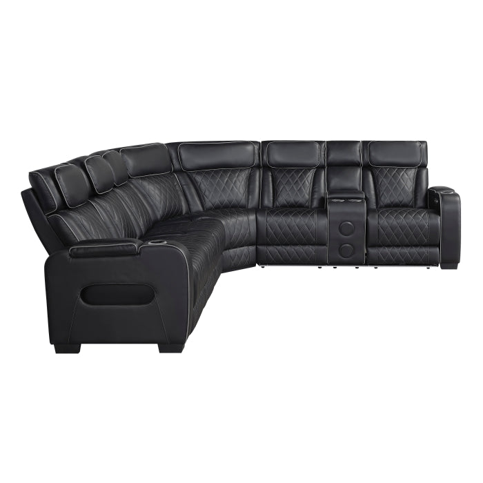 Homelegance - Fairway 3-Piece Power Reclining Sectional with Right Side Console in Black - 9516BLKS*33L2RCNPWH - GreatFurnitureDeal