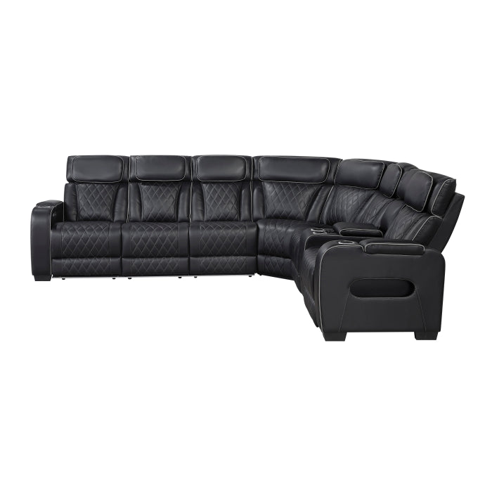 Homelegance - Fairway 3-Piece Power Reclining Sectional with Right Side Console in Black - 9516BLKS*33L2RCNPWH - GreatFurnitureDeal