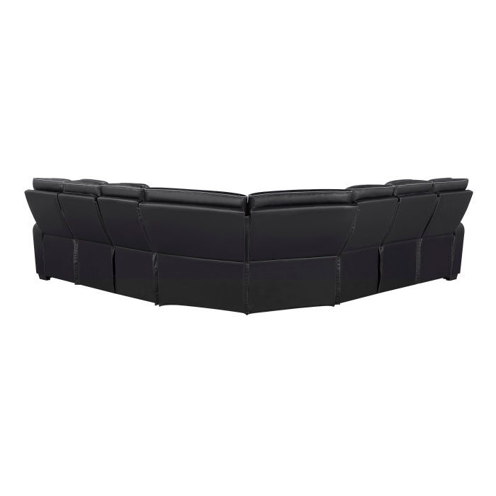 Homelegance - Fairway 3-Piece Power Reclining Sectional with Center Drop-Down Cup Holders in Black - 9516BLKS*33L3RPWH - GreatFurnitureDeal