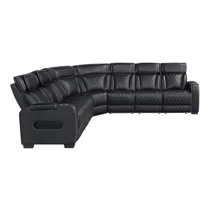 Homelegance - Fairway 3-Piece Power Reclining Sectional with Center Drop-Down Cup Holders in Black - 9516BLKS*33L3RPWH - GreatFurnitureDeal