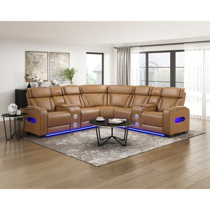 Homelegance - Fairway 3 Piece Power Reclining Sectional with Consoles in Brown - 9516BRWS*32LCN2RCNPWH - GreatFurnitureDeal