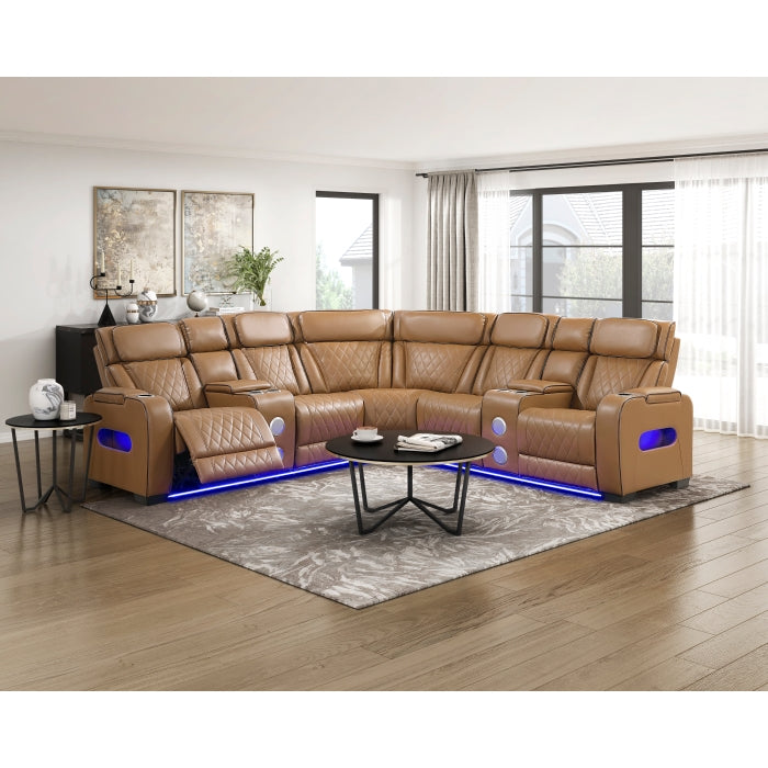 Homelegance - Fairway 3 Piece Power Reclining Sectional with Consoles in Brown - 9516BRWS*32LCN2RCNPWH - GreatFurnitureDeal