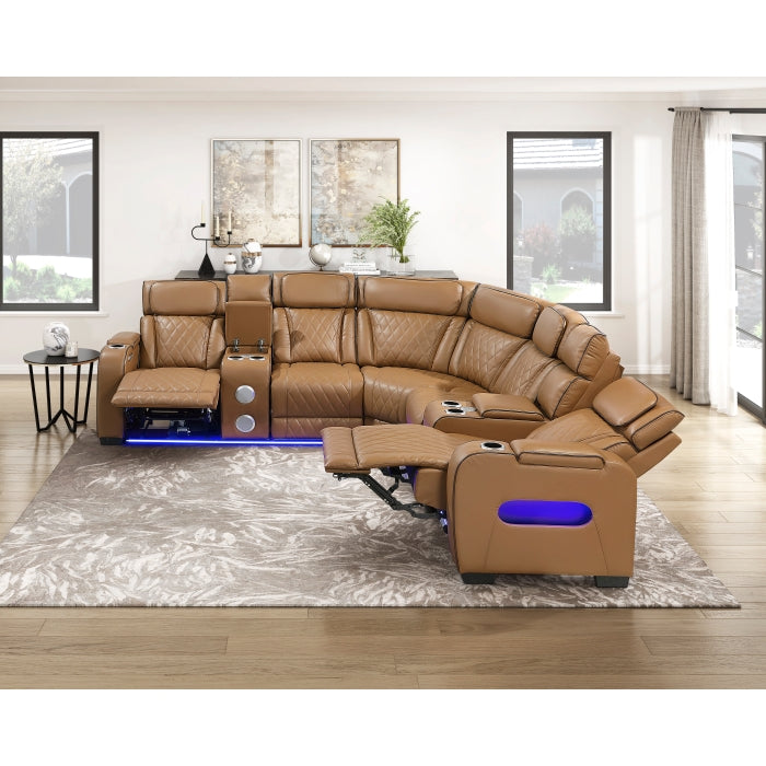 Homelegance - Fairway 3 Piece Power Reclining Sectional with Consoles in Brown - 9516BRWS*32LCN2RCNPWH - GreatFurnitureDeal