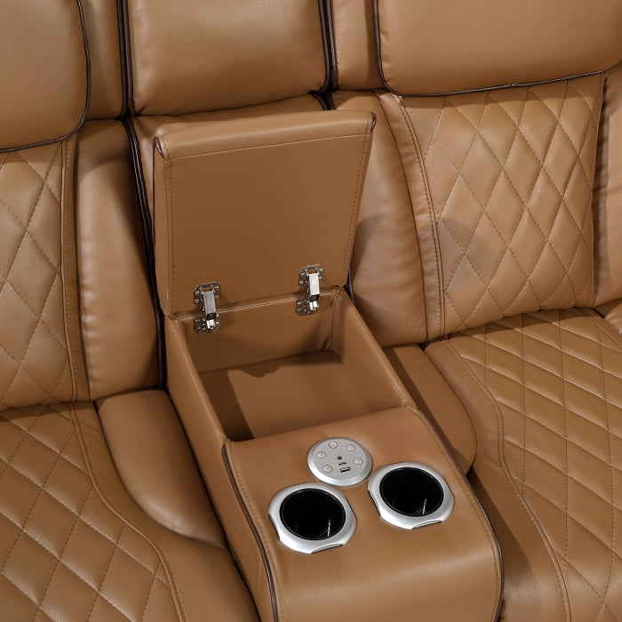 Homelegance - Fairway 3 Piece Power Reclining Sectional with Right Side Console in Brown - 9516BRWS*33L2RCNPWH - GreatFurnitureDeal