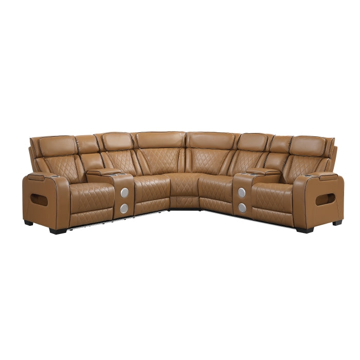 Homelegance - Fairway 3 Piece Power Reclining Sectional with Consoles in Brown - 9516BRWS*32LCN2RCNPWH - GreatFurnitureDeal