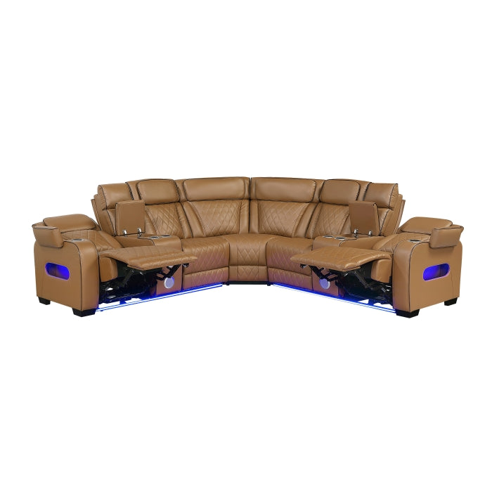 Homelegance - Fairway 3 Piece Power Reclining Sectional with Consoles in Brown - 9516BRWS*32LCN2RCNPWH - GreatFurnitureDeal
