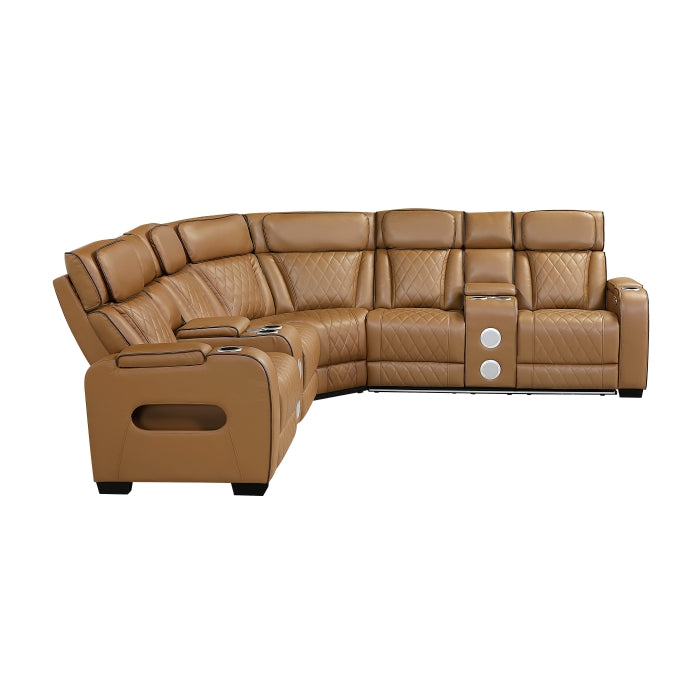 Homelegance - Fairway 3 Piece Power Reclining Sectional with Consoles in Brown - 9516BRWS*32LCN2RCNPWH - GreatFurnitureDeal