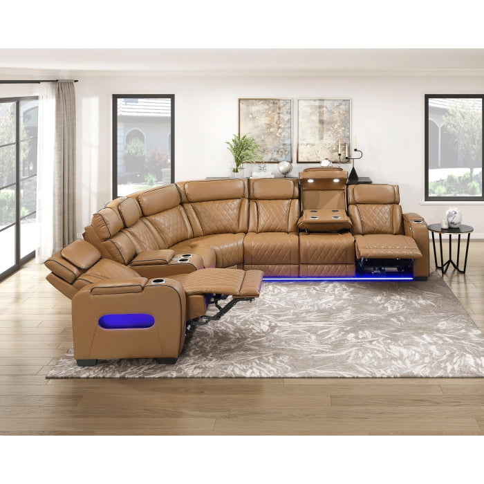 Homelegance - Fairway 3 Piece Power Reclining Sectional with Left Side Console in Brown - 9516BRWS*32LCN3RPWH - GreatFurnitureDeal