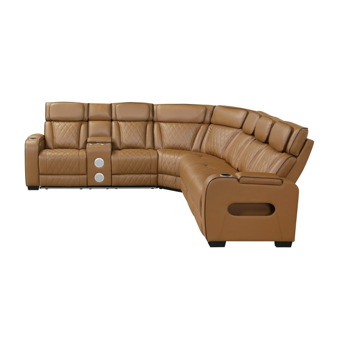 Homelegance - Fairway 3 Piece Power Reclining Sectional with Left Side Console in Brown - 9516BRWS*32LCN3RPWH - GreatFurnitureDeal