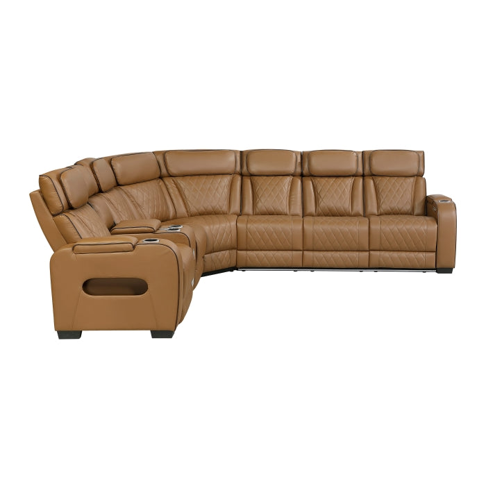 Homelegance - Fairway 3 Piece Power Reclining Sectional with Left Side Console in Brown - 9516BRWS*32LCN3RPWH - GreatFurnitureDeal