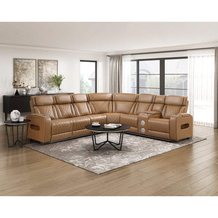 Homelegance - Fairway 3 Piece Power Reclining Sectional with Right Side Console in Brown - 9516BRWS*33L2RCNPWH - GreatFurnitureDeal