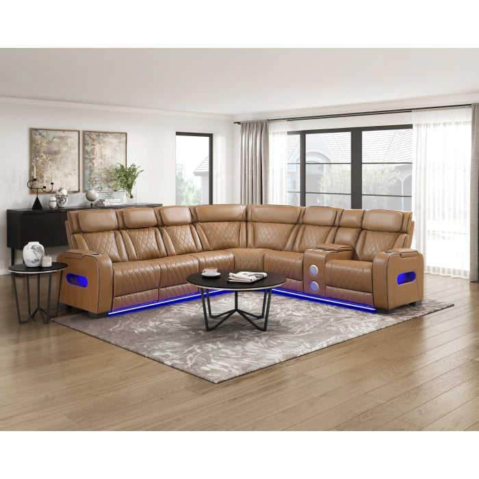 Homelegance - Fairway 3 Piece Power Reclining Sectional with Right Side Console in Brown - 9516BRWS*33L2RCNPWH - GreatFurnitureDeal