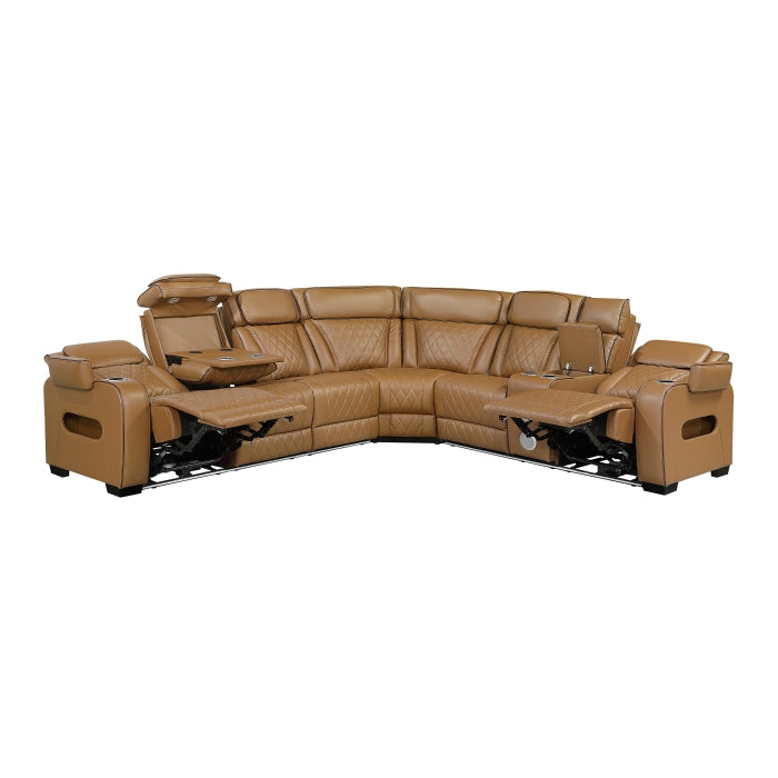 Homelegance - Fairway 3 Piece Power Reclining Sectional with Right Side Console in Brown - 9516BRWS*33L2RCNPWH - GreatFurnitureDeal