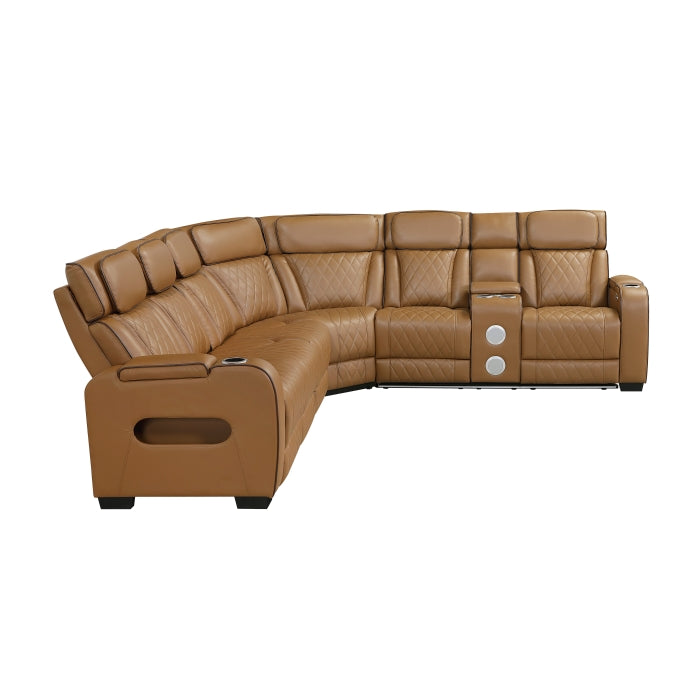 Homelegance - Fairway 3 Piece Power Reclining Sectional with Right Side Console in Brown - 9516BRWS*33L2RCNPWH - GreatFurnitureDeal