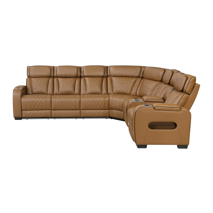 Homelegance - Fairway 3 Piece Power Reclining Sectional with Right Side Console in Brown - 9516BRWS*33L2RCNPWH - GreatFurnitureDeal