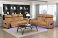 Homelegance - Fairway Power Double Reclining Sofa with Center Drop-Down Cup Holders - 9516BRW-3PWH - GreatFurnitureDeal