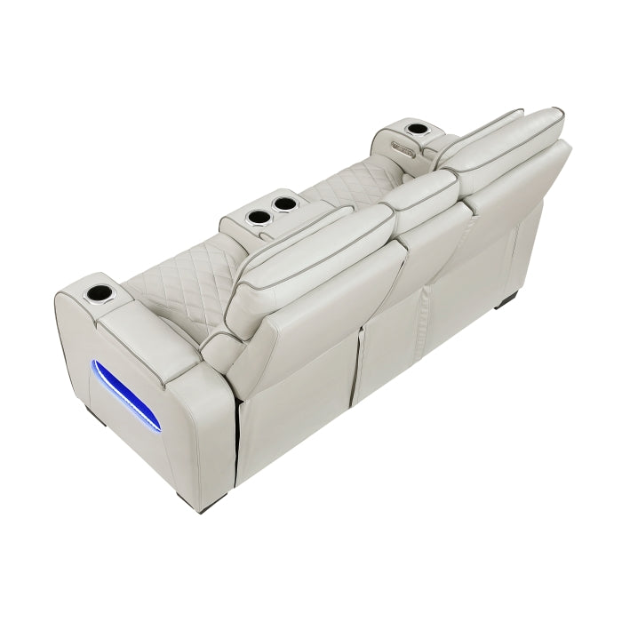 Homelegance - Fairway Power Double Reclining Loveseat with Center Console - 9516TPE-2PWH - GreatFurnitureDeal