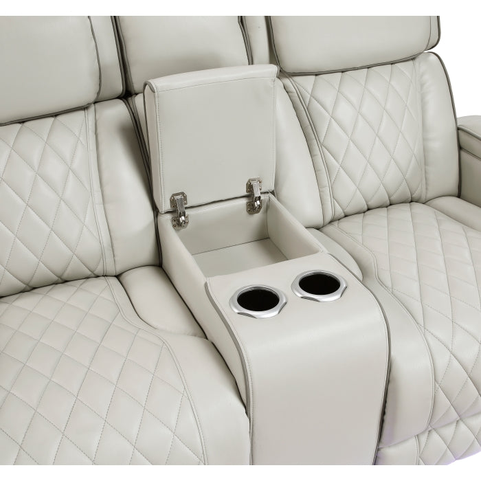 Homelegance - Fairway Power Double Reclining Loveseat with Center Console - 9516TPE-2PWH - GreatFurnitureDeal