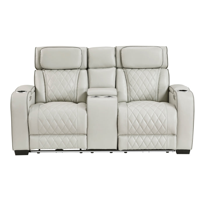 Homelegance - Fairway Power Double Reclining Loveseat with Center Console - 9516TPE-2PWH - GreatFurnitureDeal