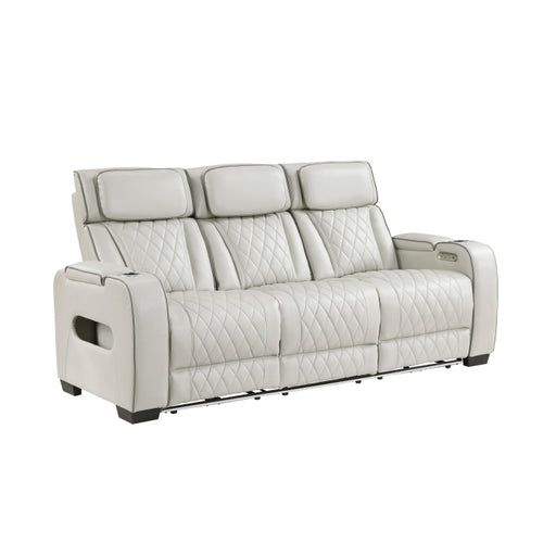 Homelegance - Fairway Power Double Reclining Sofa with Center Drop-Down Cup Holders - 9516TPE-3PWH - GreatFurnitureDeal