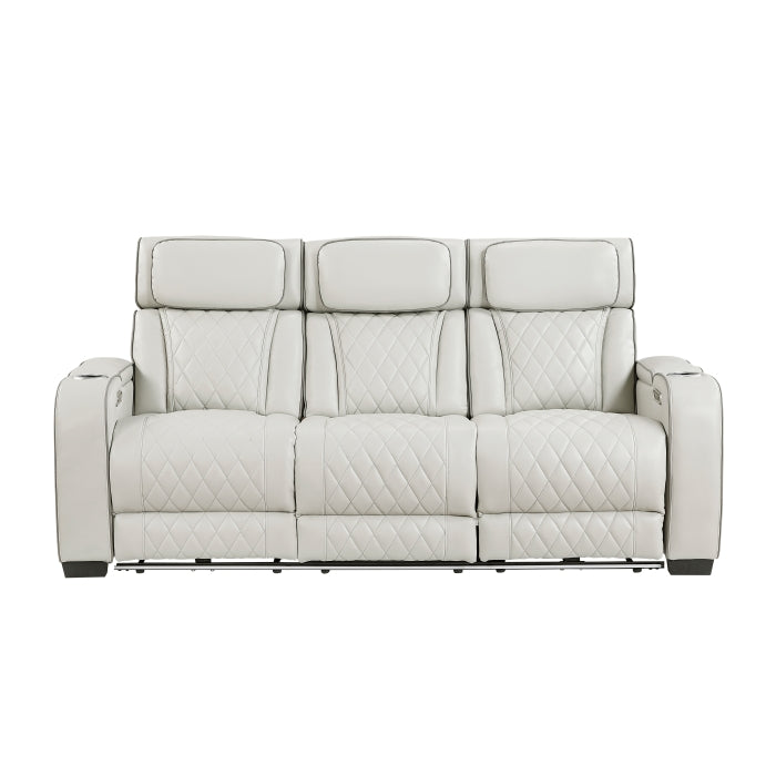 Homelegance - Fairway Power Double Reclining Sofa with Center Drop-Down Cup Holders - 9516TPE-3PWH - GreatFurnitureDeal