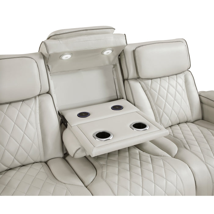 Homelegance - Fairway Power Double Reclining Loveseat with Center Console - 9516TPE-2PWH - GreatFurnitureDeal