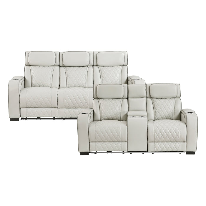 Homelegance - Fairway 3 Piece Power Double Reclining Living Room Set - 9516TPE*3PWH - GreatFurnitureDeal