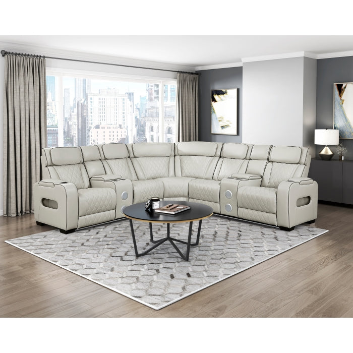 Homelegance - Fairway 3-Piece Power Reclining Sectional with Right Side Console in Taupe - 9516TPES*33L2RCNPWH - GreatFurnitureDeal