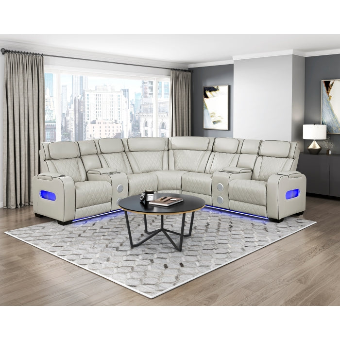 Homelegance - Fairway 3-Piece Power Reclining Sectional with Right Side Console in Taupe - 9516TPES*33L2RCNPWH - GreatFurnitureDeal