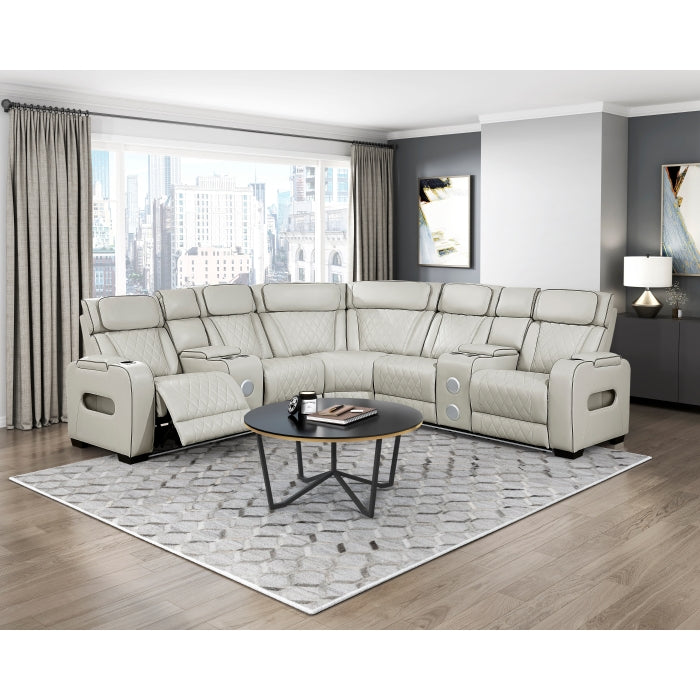 Homelegance - Fairway 3-Piece Power Reclining Sectional with Right Side Console in Taupe - 9516TPES*33L2RCNPWH - GreatFurnitureDeal