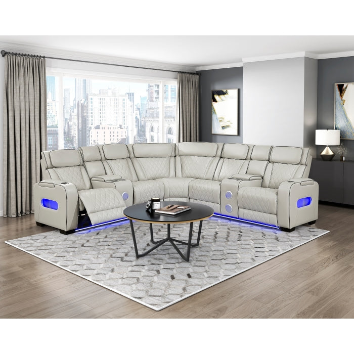 Homelegance - Fairway 3-Piece Power Reclining Sectional with Right Side Console in Taupe - 9516TPES*33L2RCNPWH - GreatFurnitureDeal