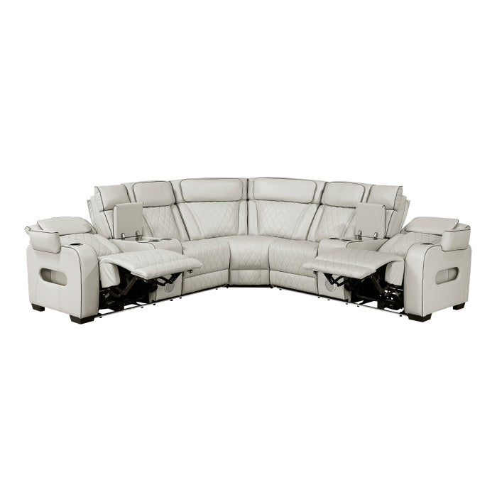 Homelegance - Fairway 3-Piece Power Reclining Sectional with Right Side Console in Taupe - 9516TPES*33L2RCNPWH - GreatFurnitureDeal