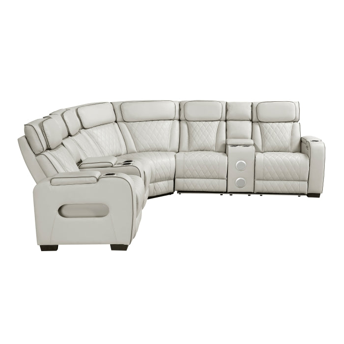 Homelegance - Fairway 3-Piece Power Reclining Sectional with Right Side Console in Taupe - 9516TPES*33L2RCNPWH - GreatFurnitureDeal
