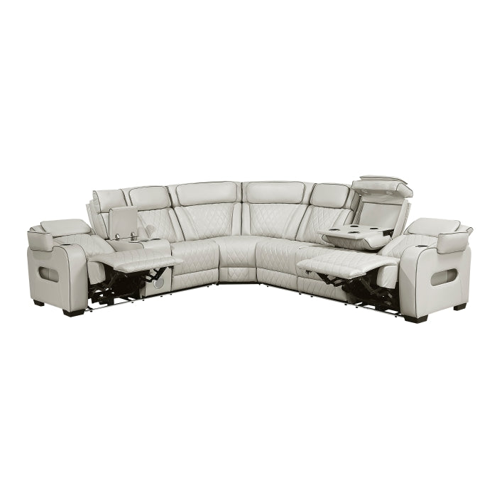 Homelegance - Fairway 3-Piece Power Reclining Sectional with Left Side Console in Taupe - 9516TPES*32LCN3RPWH - GreatFurnitureDeal