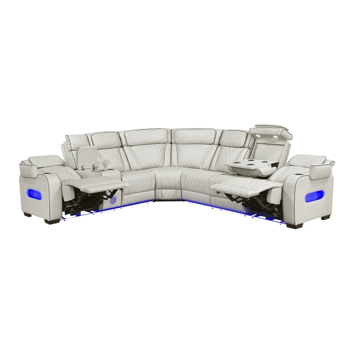 Homelegance - Fairway 3-Piece Power Reclining Sectional with Left Side Console in Taupe - 9516TPES*32LCN3RPWH - GreatFurnitureDeal