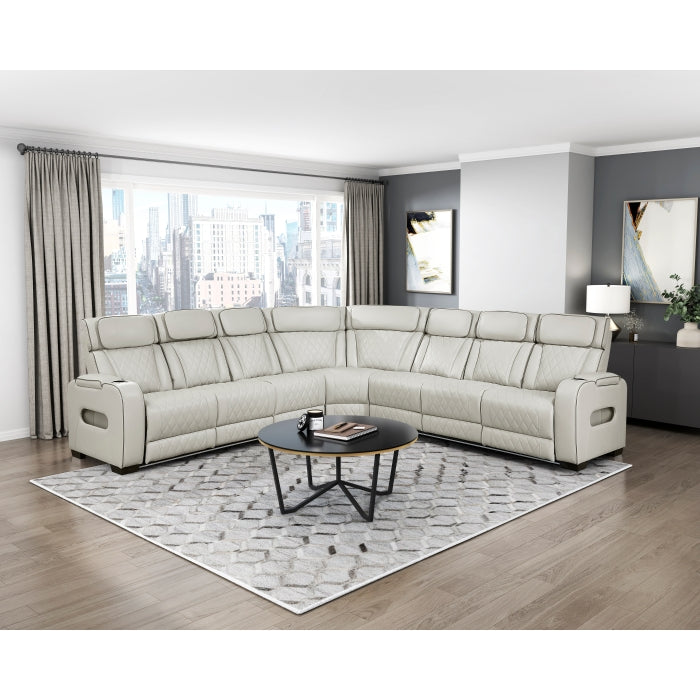 Homelegance - Fairway 3-Piece Power Reclining Sectional with Center Drop-Down Cup Holders in Taupe - 9516TPES*33L3RPWH - GreatFurnitureDeal