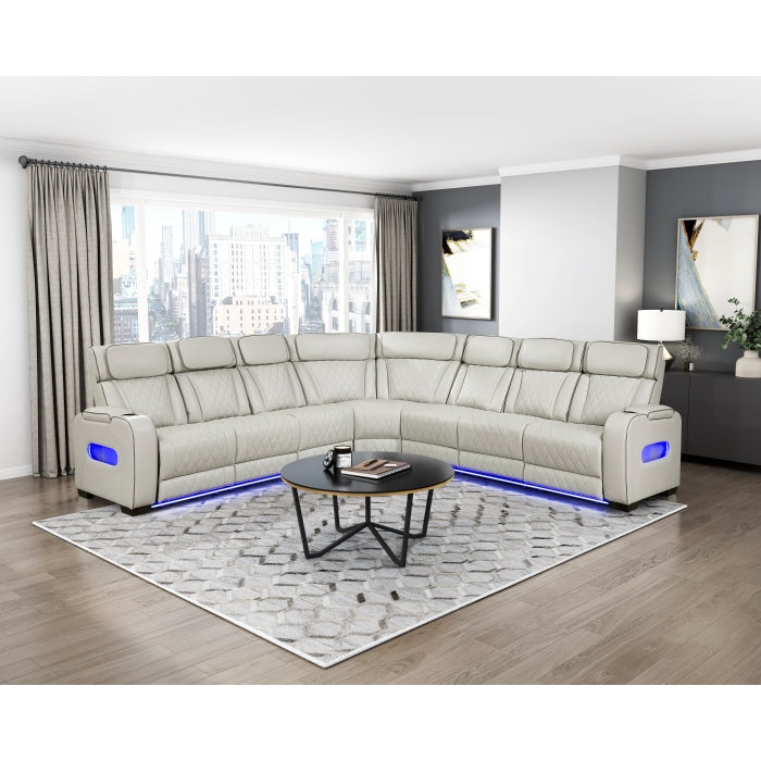 Homelegance - Fairway 3-Piece Power Reclining Sectional with Center Drop-Down Cup Holders in Taupe - 9516TPES*33L3RPWH - GreatFurnitureDeal