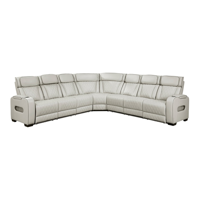 Homelegance - Fairway 3-Piece Power Reclining Sectional with Center Drop-Down Cup Holders in Taupe - 9516TPES*33L3RPWH - GreatFurnitureDeal