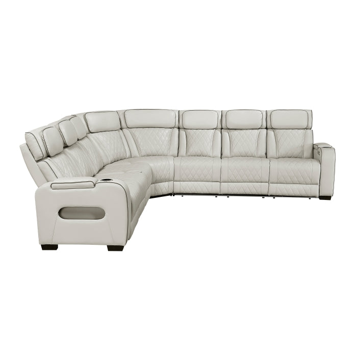 Homelegance - Fairway 3-Piece Power Reclining Sectional with Center Drop-Down Cup Holders in Taupe - 9516TPES*33L3RPWH - GreatFurnitureDeal