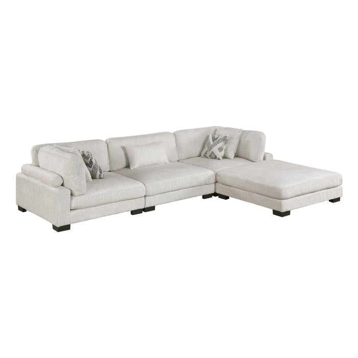 Homelegance - Tinley 4 Piece Modular Sectional with Ottoman in White - 9555BEG*42CRACOT - GreatFurnitureDeal