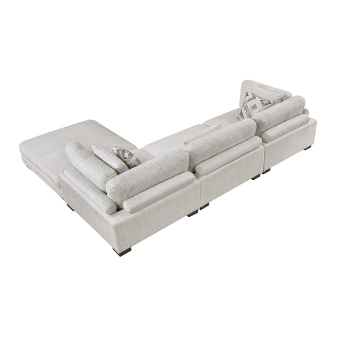 Homelegance - Tinley 4 Piece Modular Sectional with Ottoman in White - 9555BEG*42CRACOT - GreatFurnitureDeal