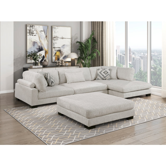 Homelegance - Robstown 4 Piece Modular Sectional with Chaise and Ottoman in Beige - 9555BEG*4CRACVCOT - GreatFurnitureDeal