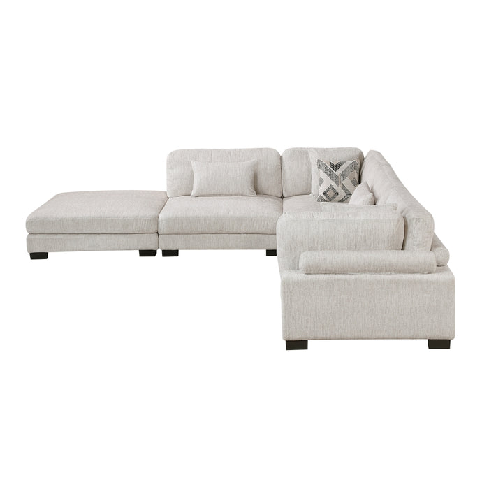 Homelegance - Tinley 5 Piece Modular Sectional with Ottoman in Beige - 9555BEG*52CR2ACOT