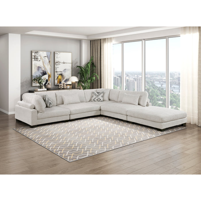 Homelegance - Tinley 5 Piece Modular Sectional with Ottoman in Beige - 9555BEG*52CR2ACOT