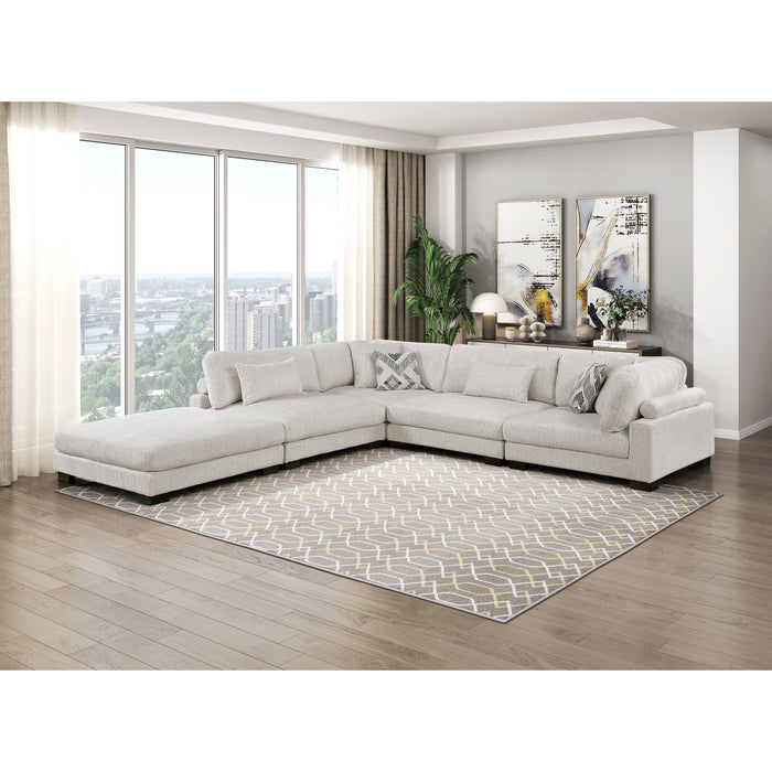 Homelegance - Tinley 5 Piece Modular Sectional with Ottoman in Beige - 9555BEG*52CR2ACOT